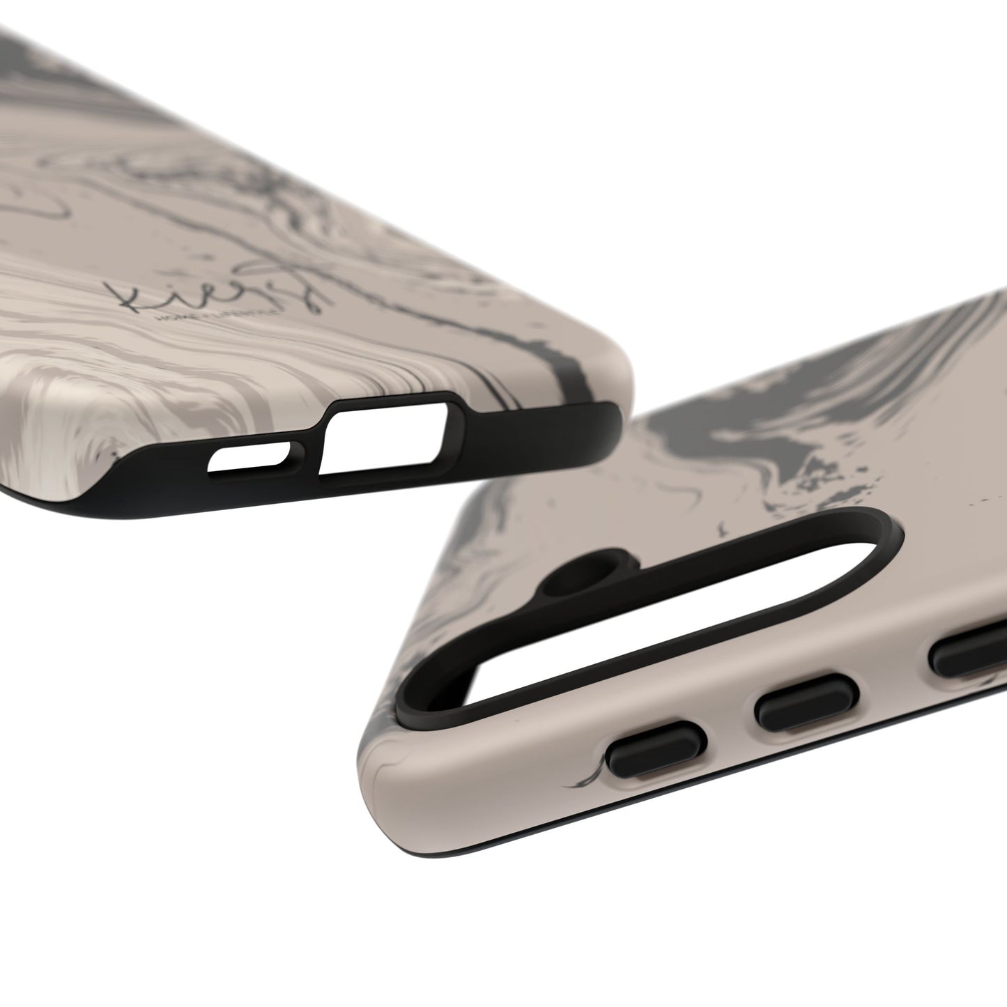 Cream, Grey, and Taupe Marble Samsung Galaxy Phone Case | Rich Swirls, Neutral Motion
