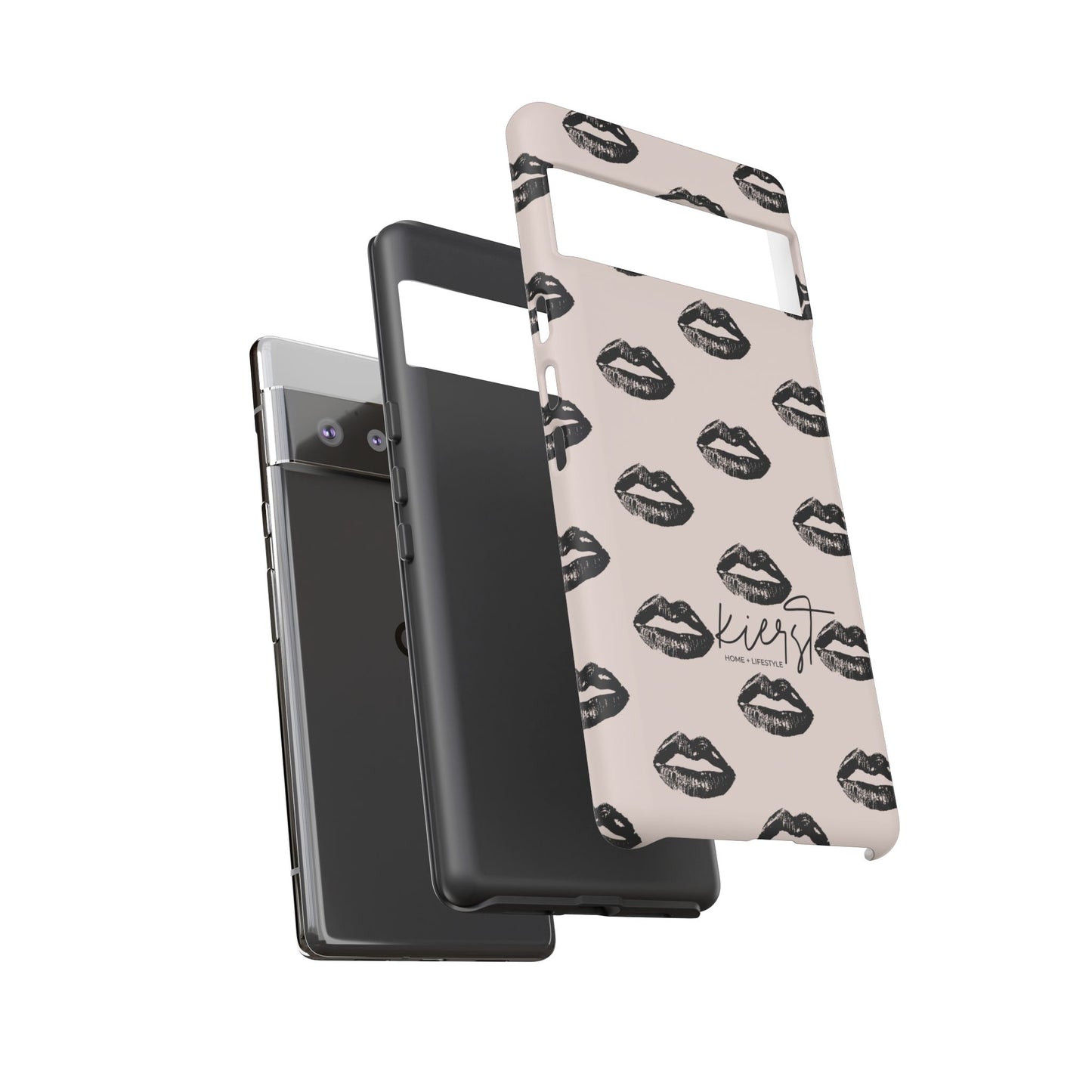 Black Lips on Oat Google Pixel Case | Minimalist Neutrals with a Bold Edge