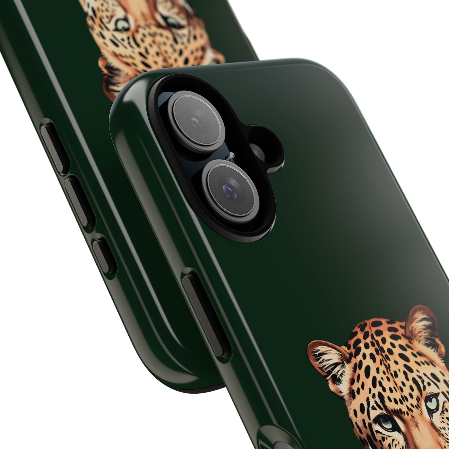 Leopard Head on Signature Midnight Pine iPhone Case | Designed to Stand Out