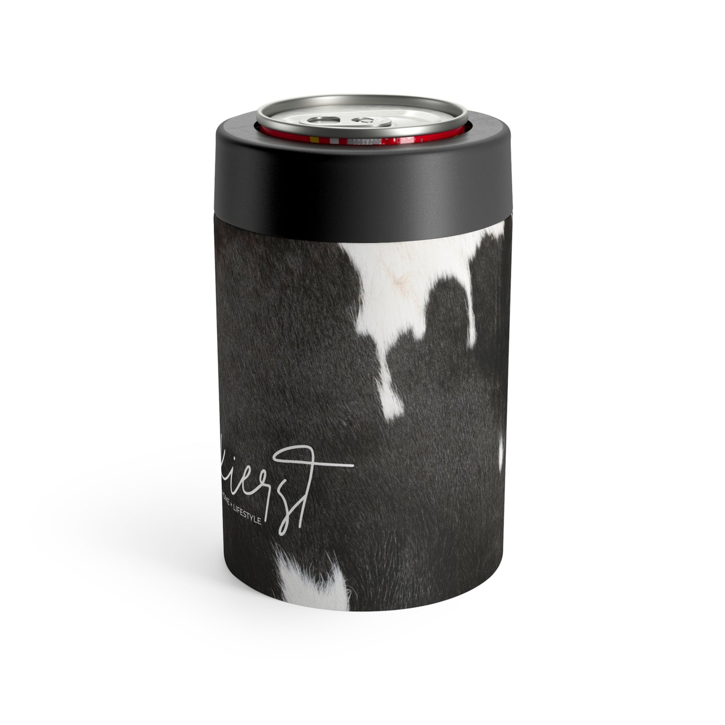 Black & White Cow Hide Can Holder | Luxe Contrast Meets Cozy Character