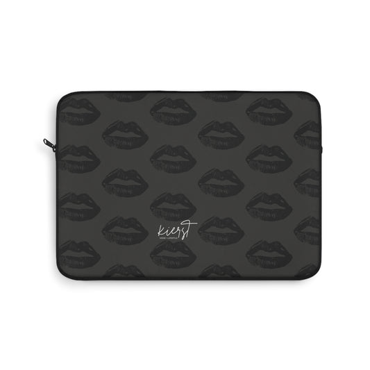 Black Lips on Charcoal Laptop Sleeve | Bold & Moody Tech Accessory