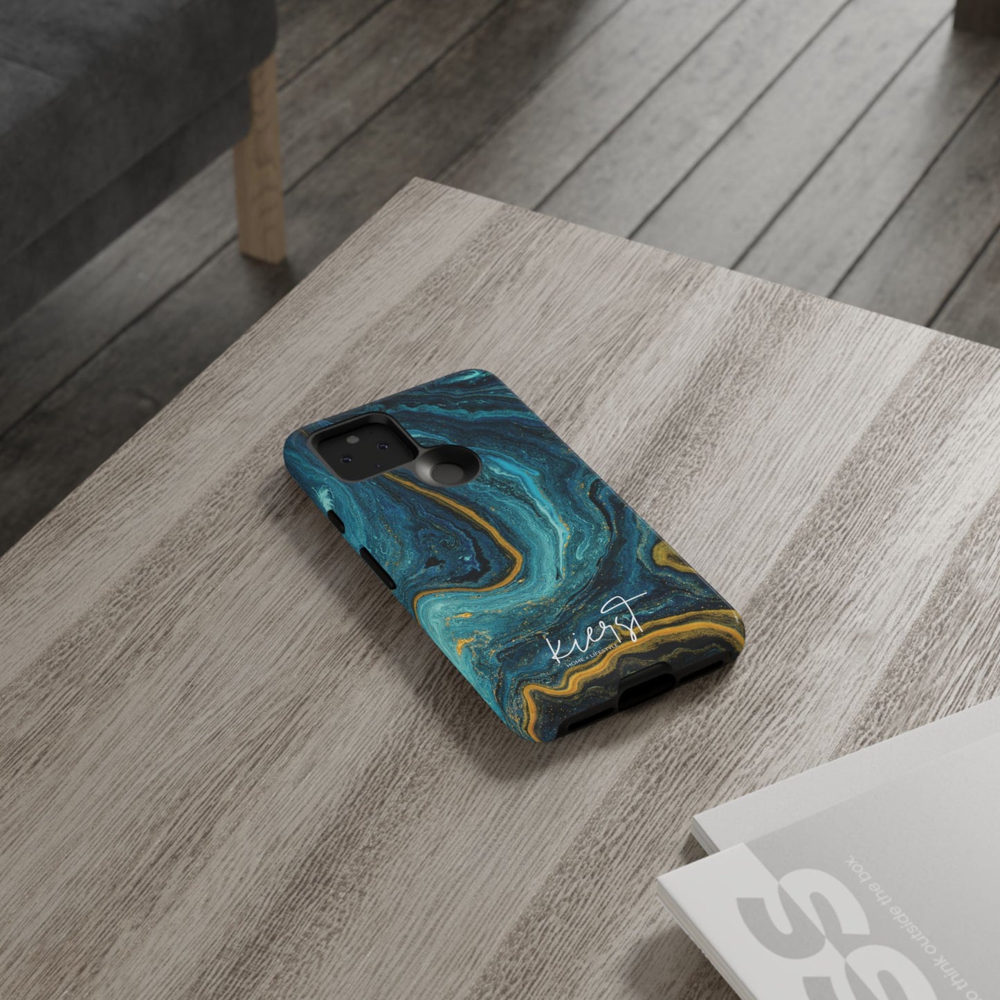 Gold & Teal Marble Google Pixel Case | A Bold Blend of Color & Contrast