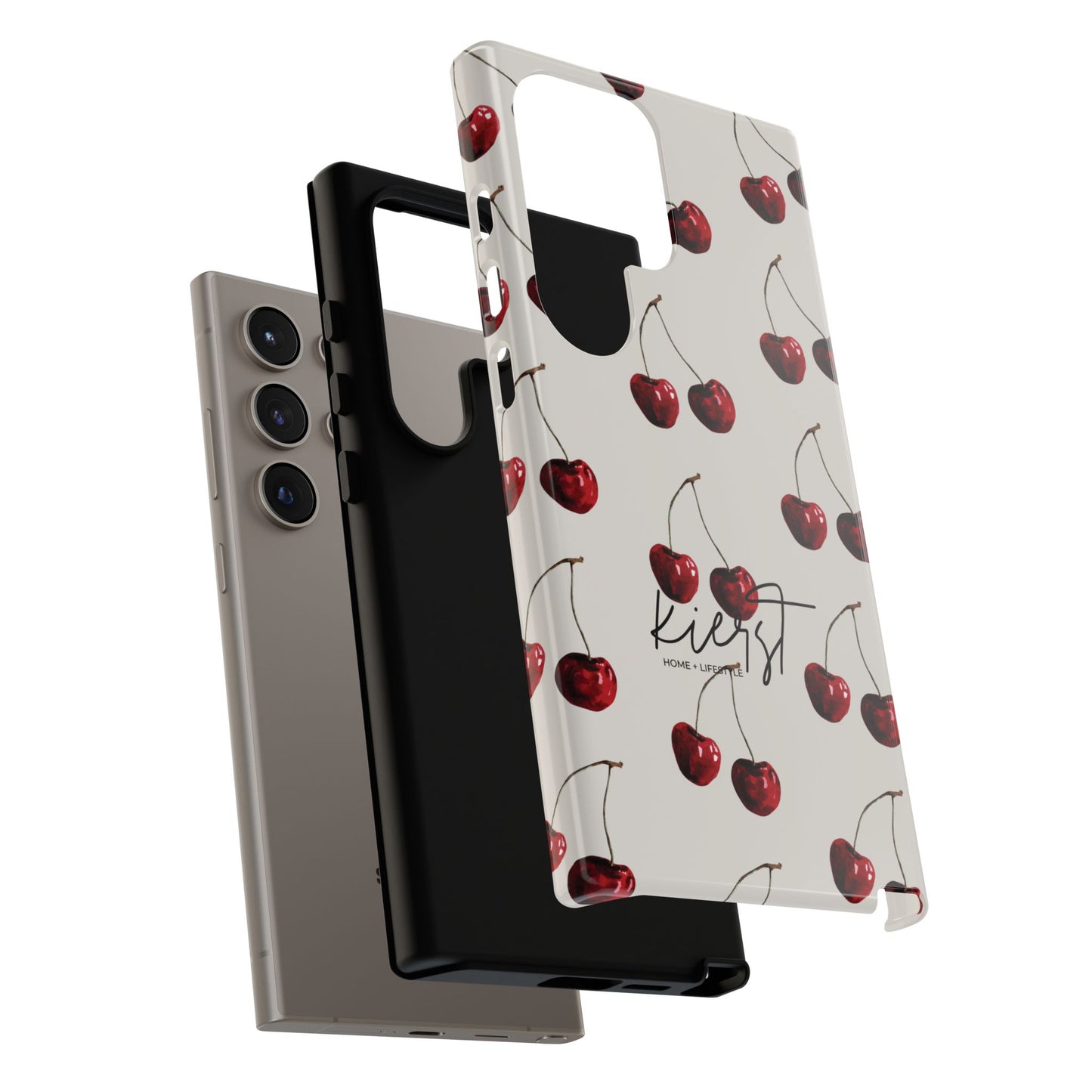 Moody Cherry Stems on White Bone Samsung Galaxy Case | Understated Luxury With A Playful Bite