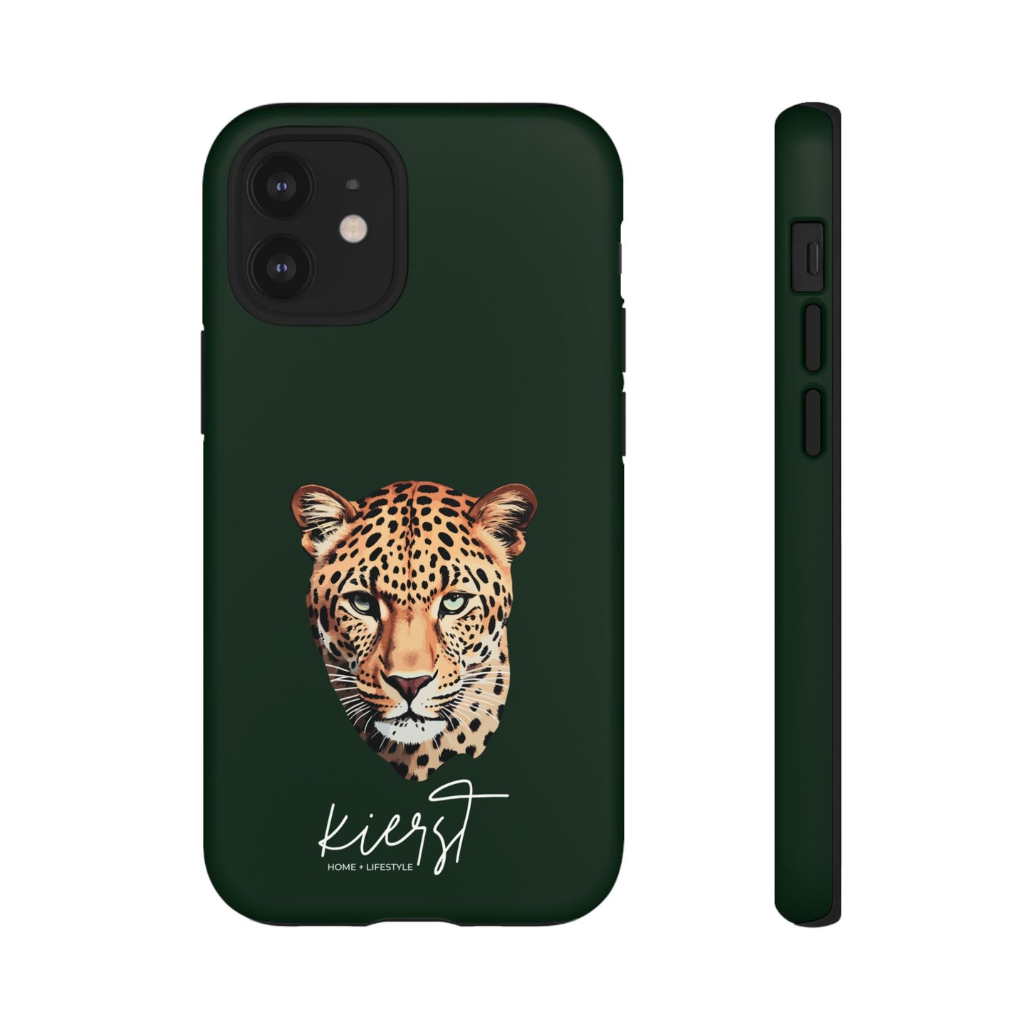 Leopard Head on Signature Midnight Pine iPhone Case | Designed to Stand Out