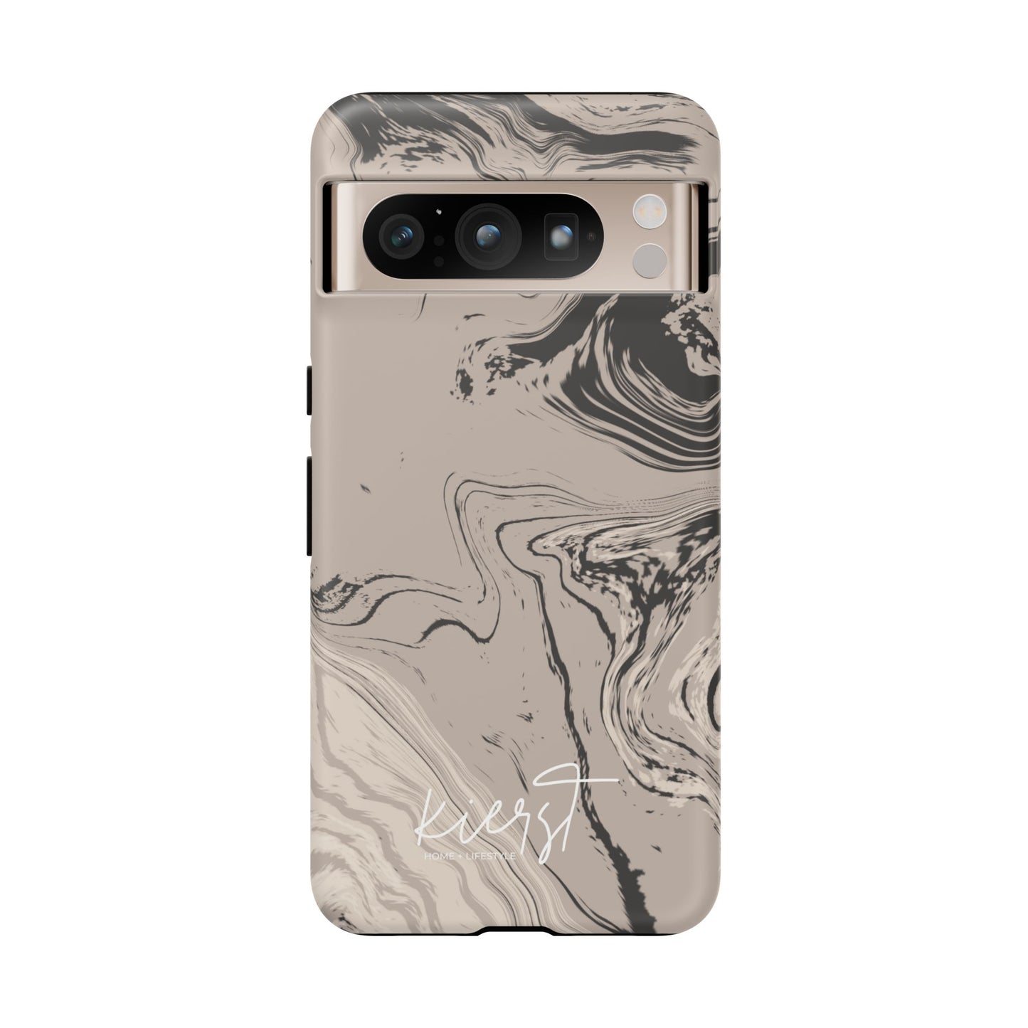 Cream, Grey, and Taupe Marble Google Pixel Case | Grounded Neutrals, Expressive Detail
