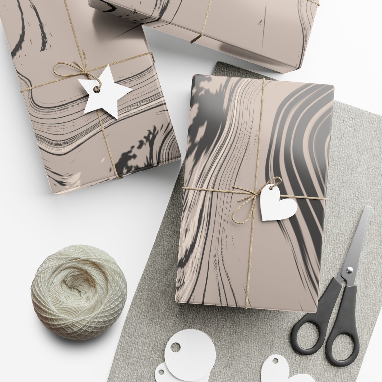 Cream, Grey, and Taupe Marble Gift Wrapping Paper