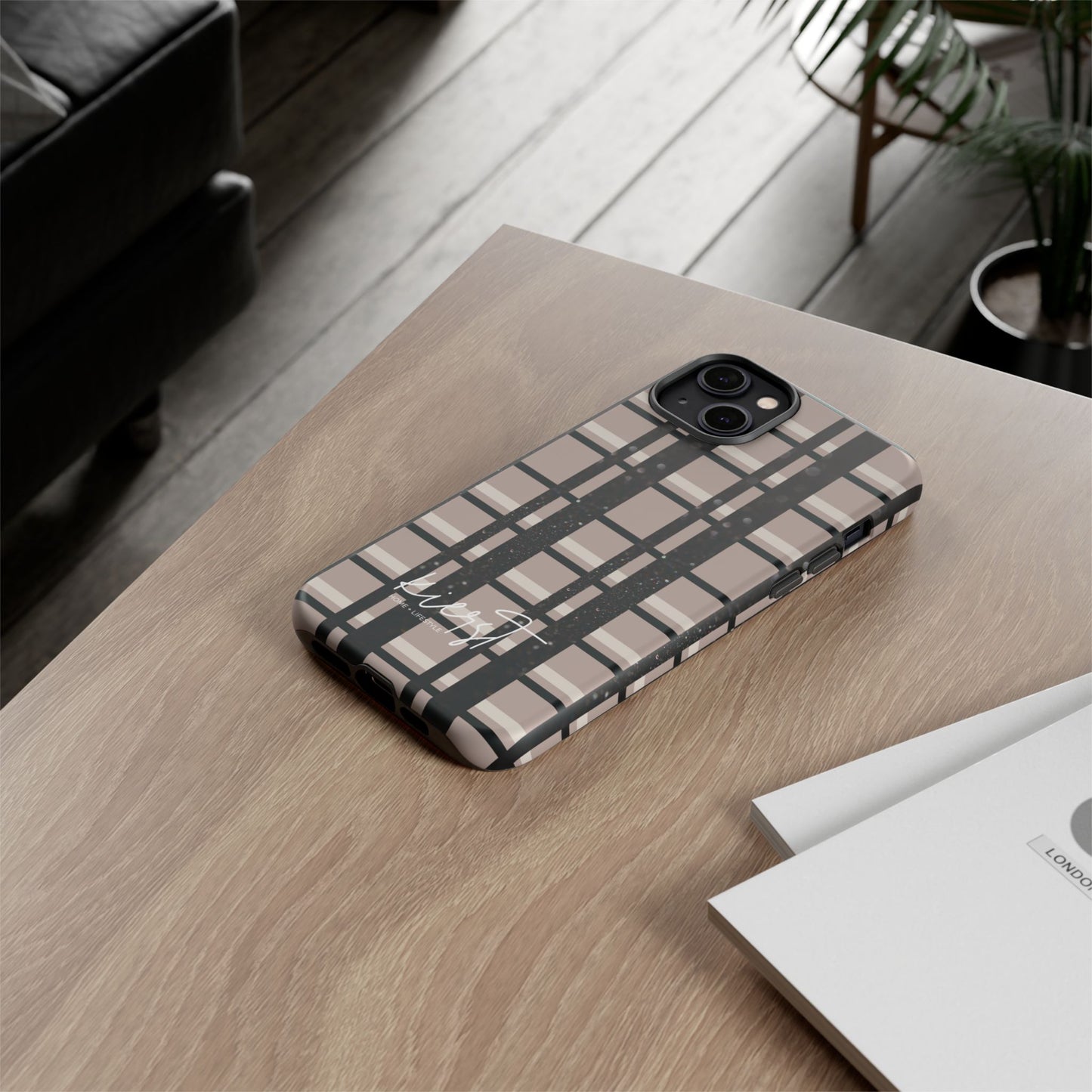 Elevated Neutrals Plaid iPhone Case | Classic Pattern, Modern Contrast