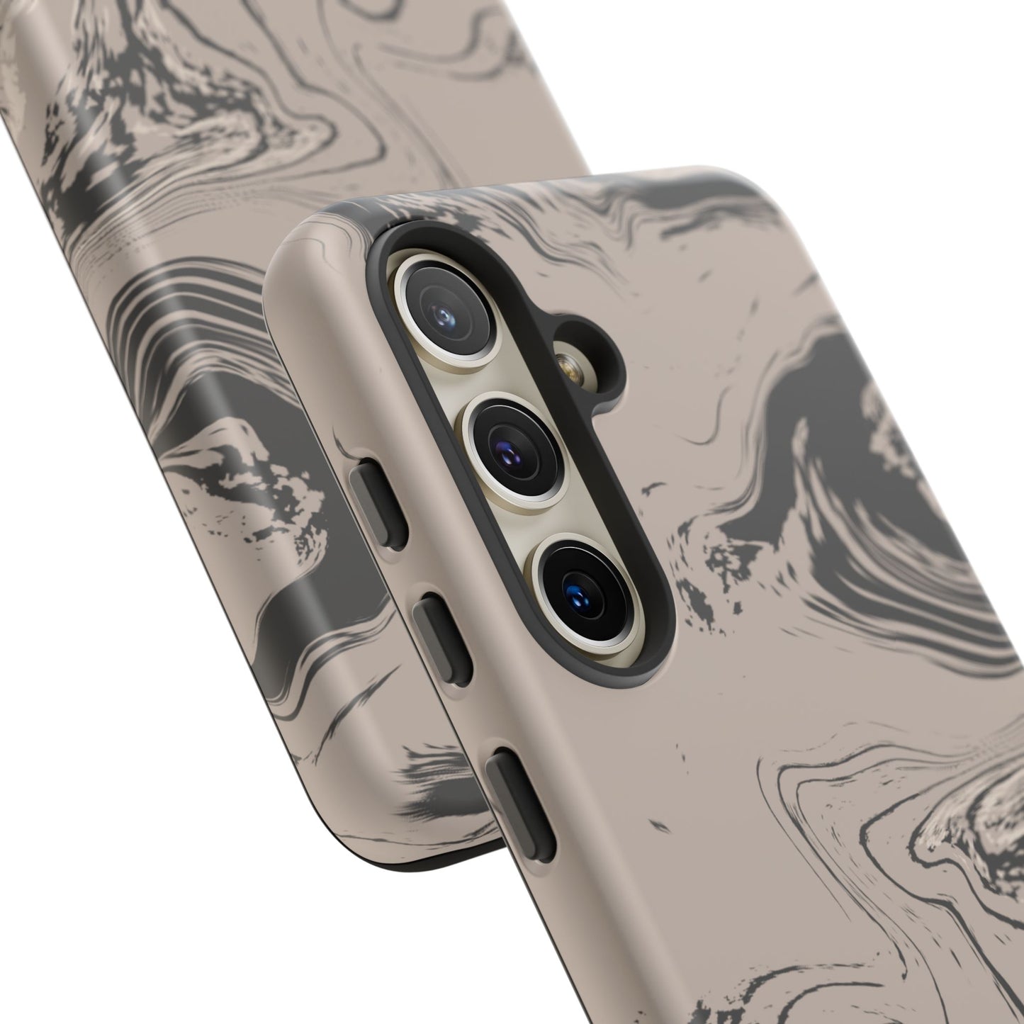 Cream, Grey, and Taupe Marble Samsung Galaxy Phone Case | Rich Swirls, Neutral Motion