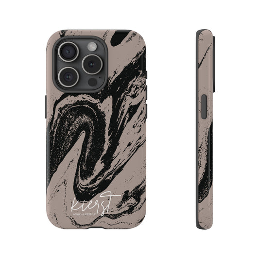 Black Marble on Taupe iPhone Case