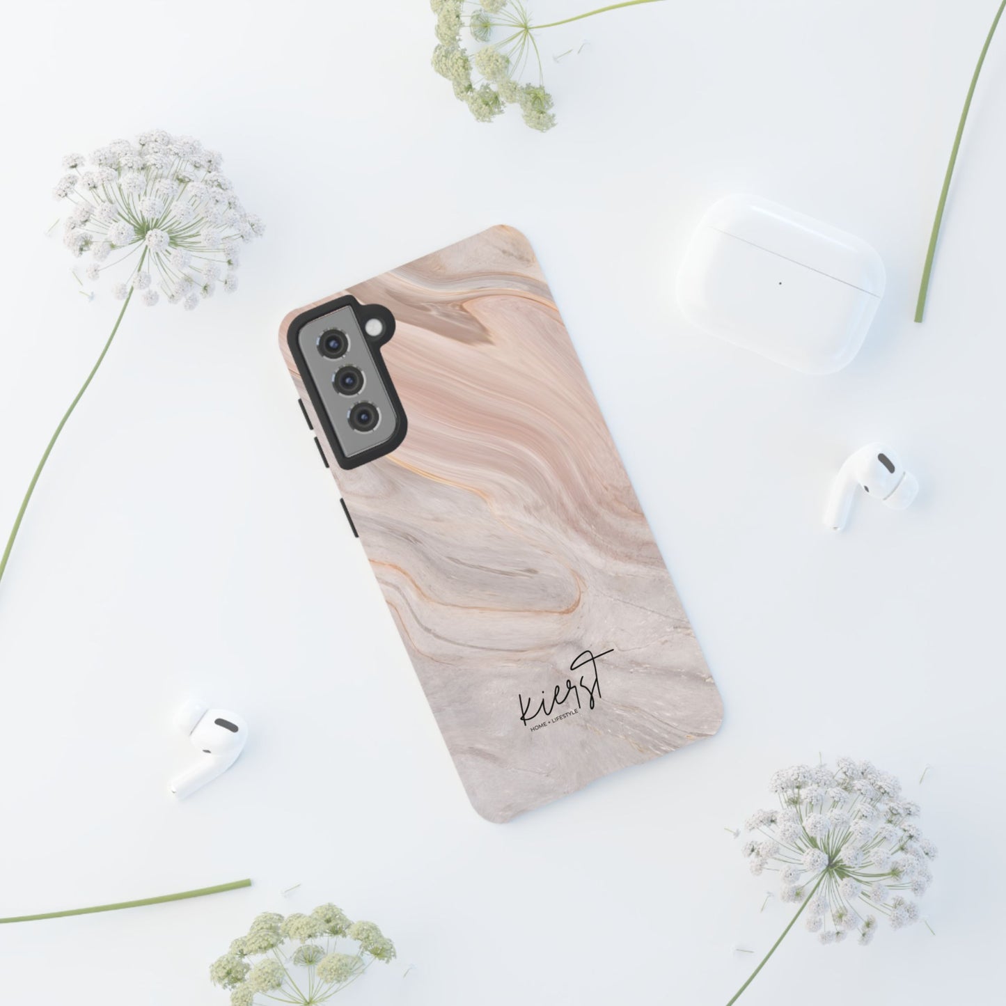 Blush Swirl Marble Samsung Galaxy Phone Case | Subtle Design, Timeless Tone