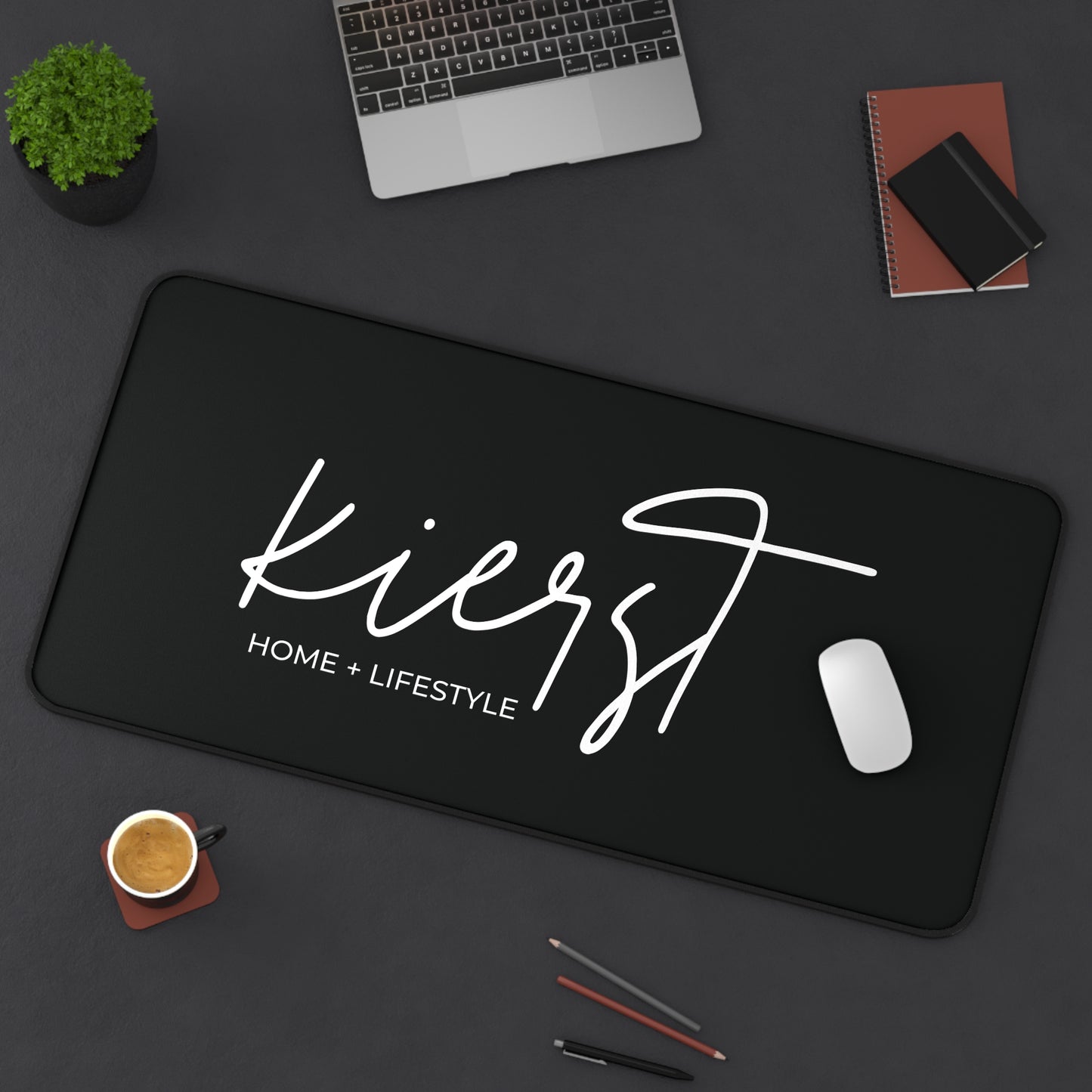Black Desk Mat with kierst Logo | Sophisticated Workspace Staple