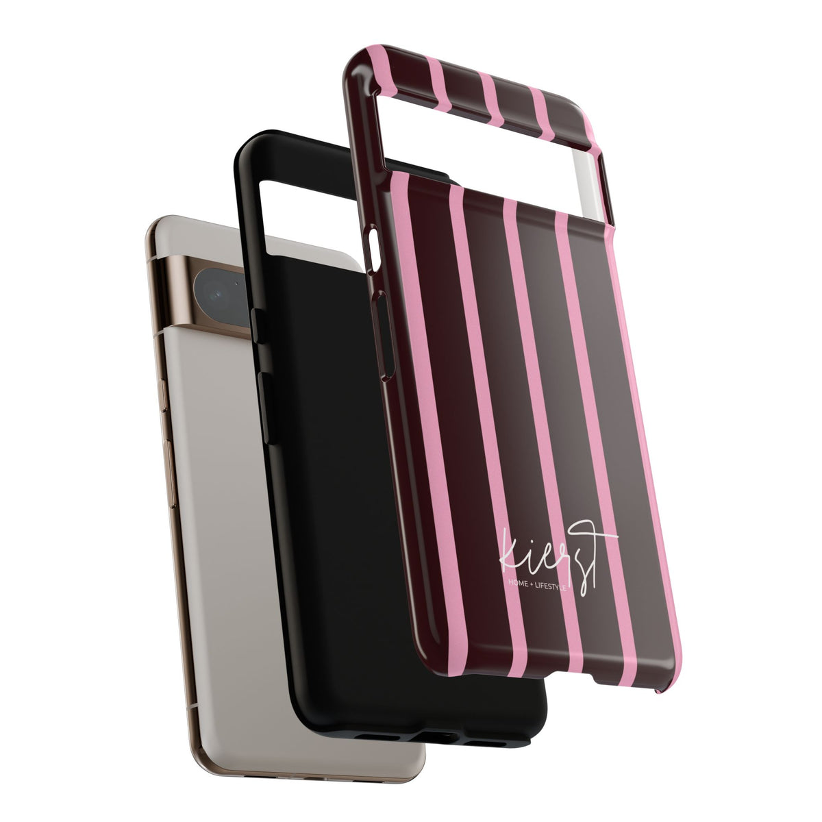Signature Velvet Noir + Pink Stripes Google Pixel Phone Case