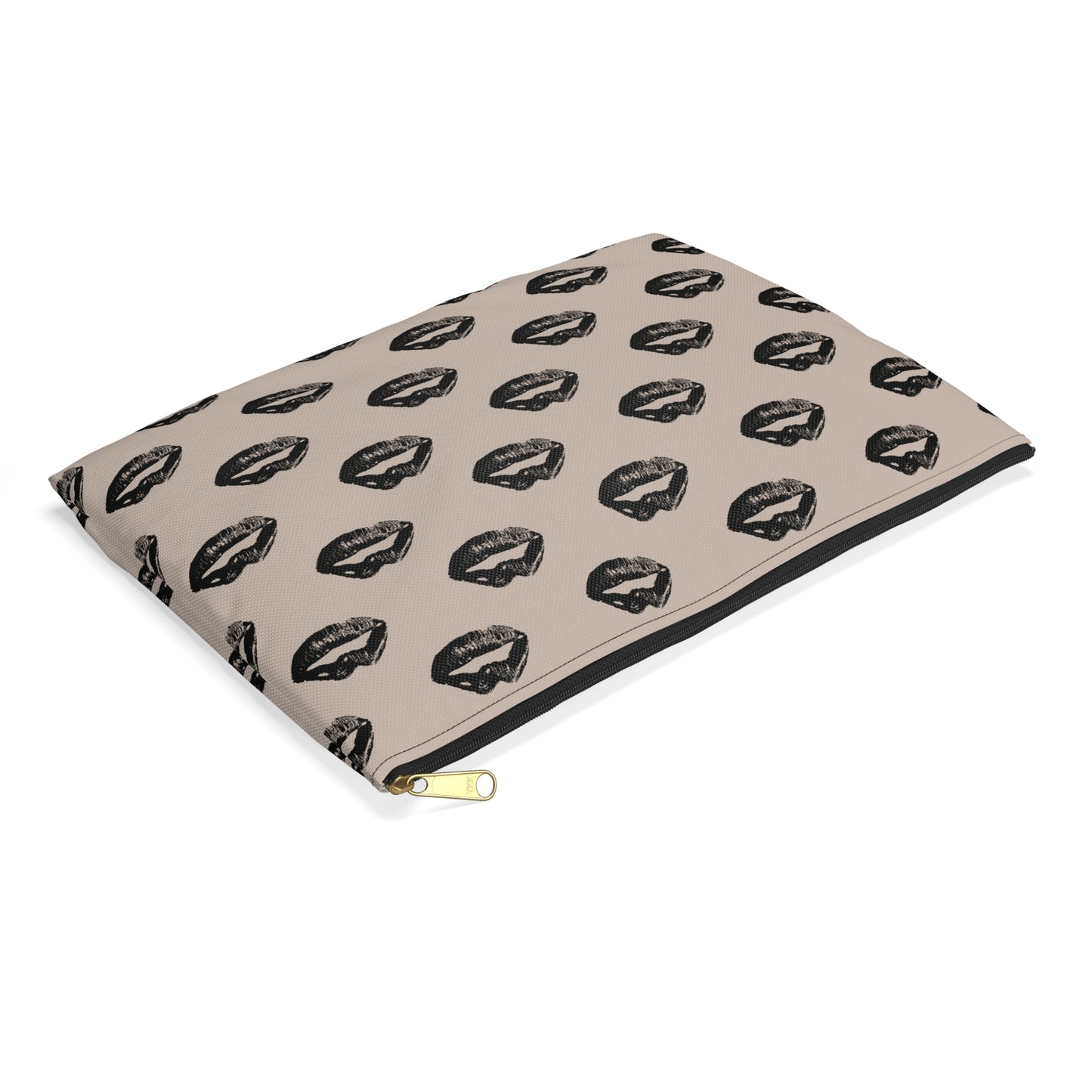 Black Lips on Oat Accessory Pouch | Bold Meets Neutral