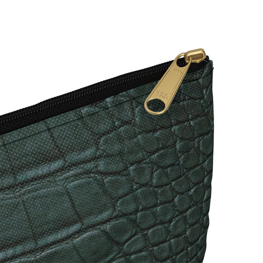 Emerald Crocodile Print Accessory Pouch | Sophisticated Texture for Elevated Essentials