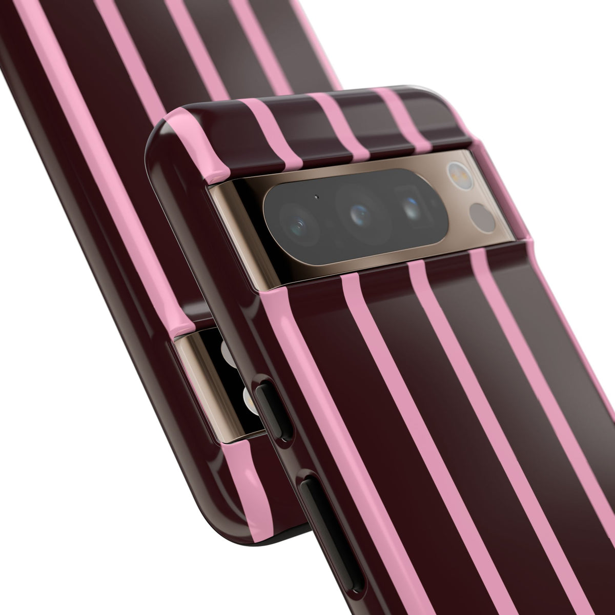 Signature Velvet Noir + Pink Stripes Google Pixel Phone Case