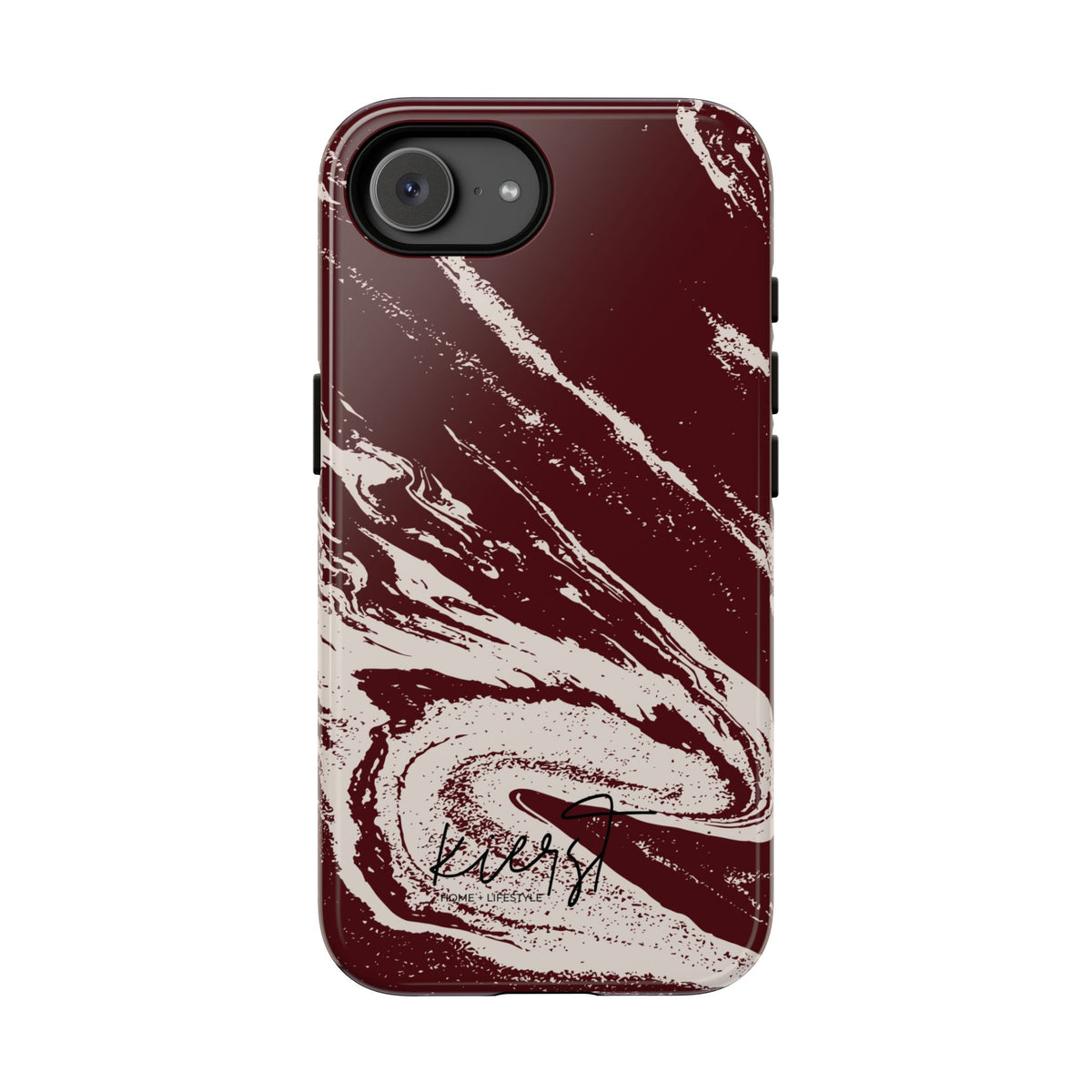 Cream Marble on Signature Velvet Noir iPhone Case