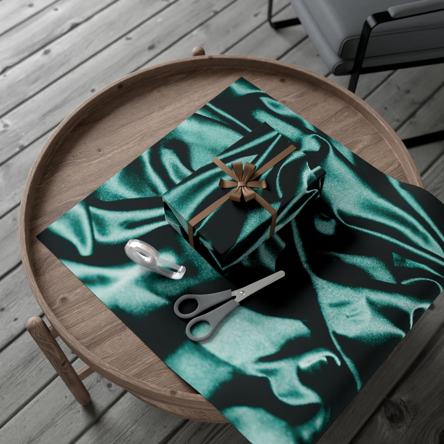 Emerald Satin Print Gift Wrapping Paper
