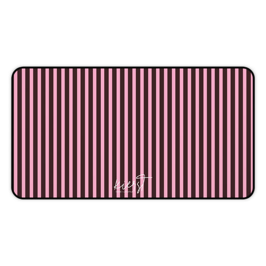 Signature Velvet Noir + Pink Stripes Desk Mat