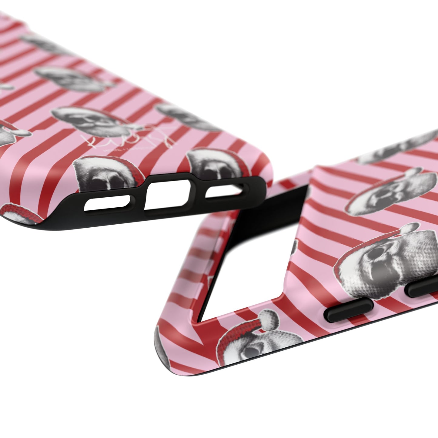 Holiday 25 Cool Santa on Pink and Red Diagonal Striped Google Pixel Phone Case