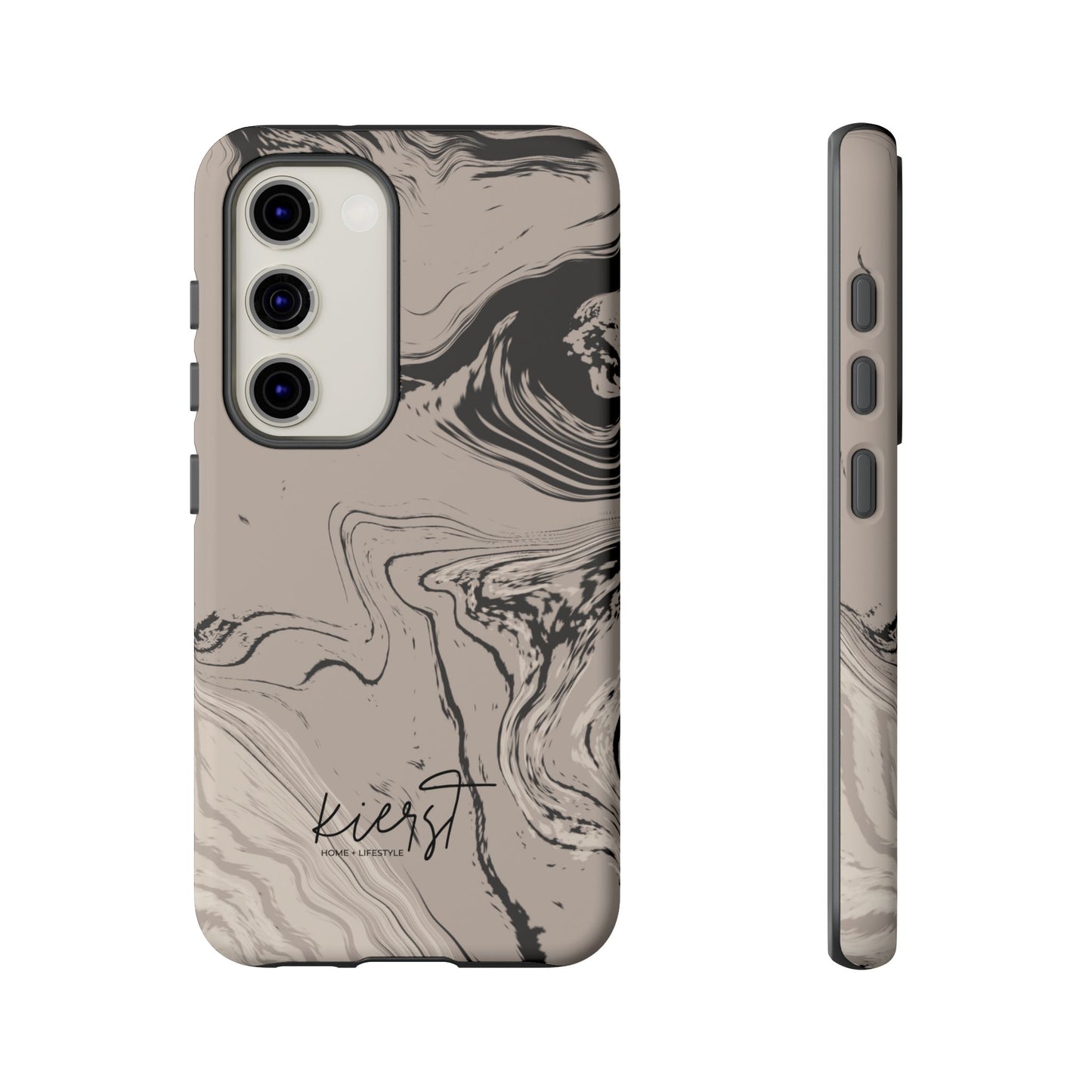 Cream, Grey, and Taupe Marble Samsung Galaxy Phone Case | Rich Swirls, Neutral Motion