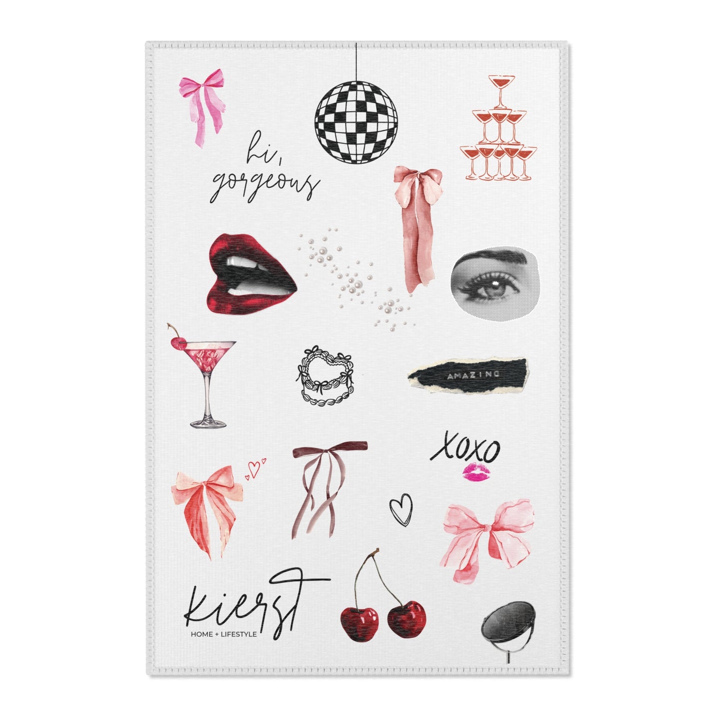 Edge of Romance Area Rug – Portrait Grey Collage Design