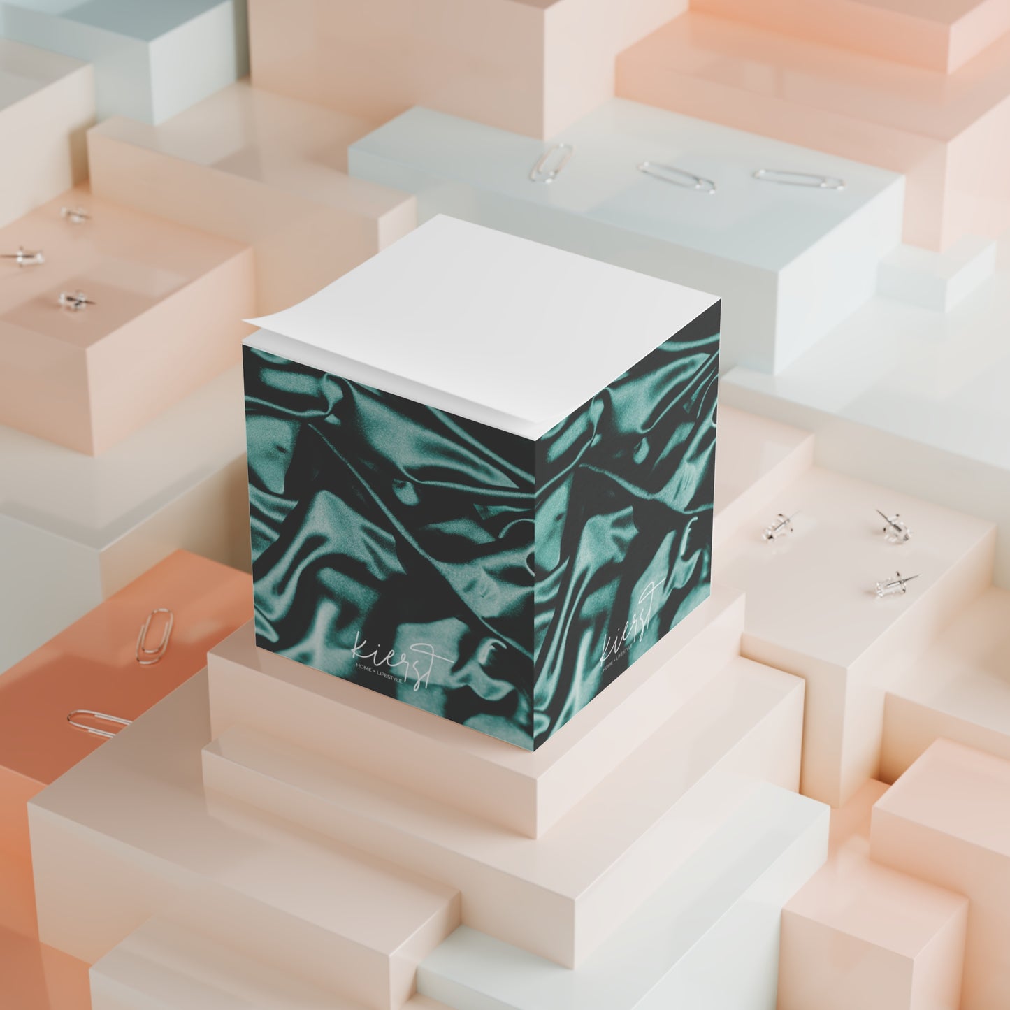 Emerald Silk Sticky Note Cube
