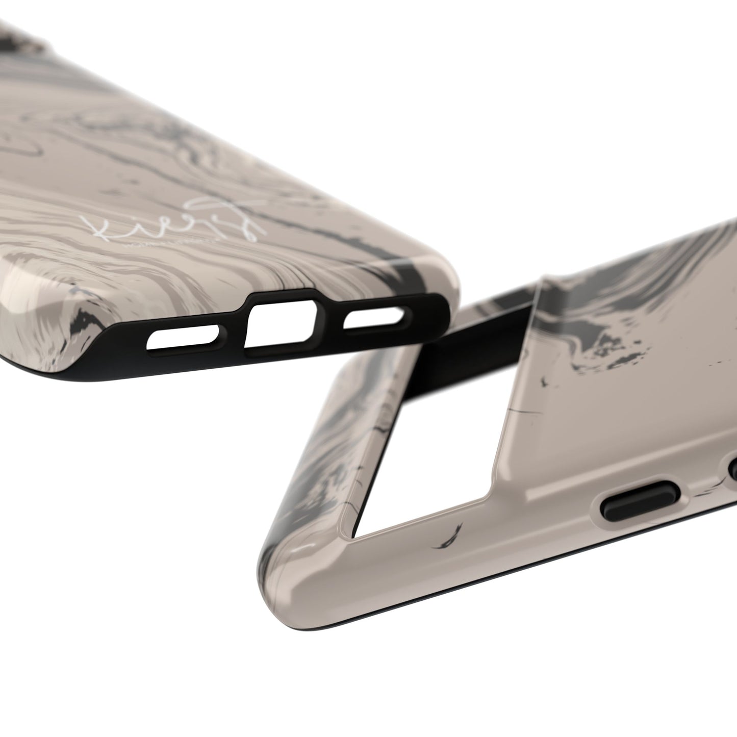 Cream, Grey, and Taupe Marble Google Pixel Case | Grounded Neutrals, Expressive Detail