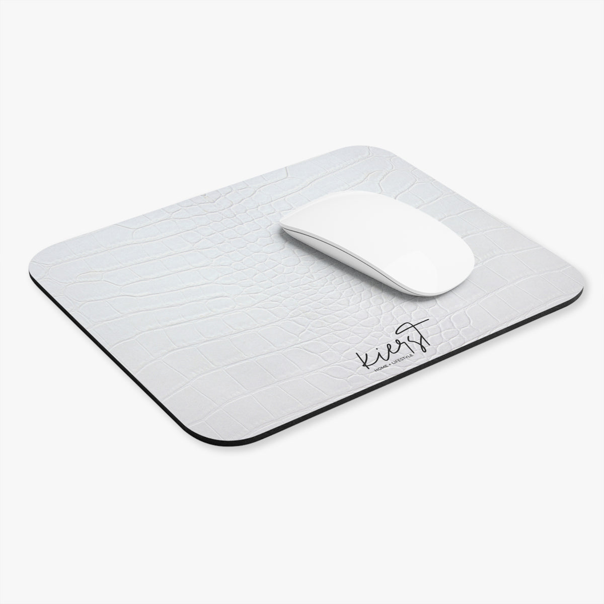 White Alligator Print Mouse Pad