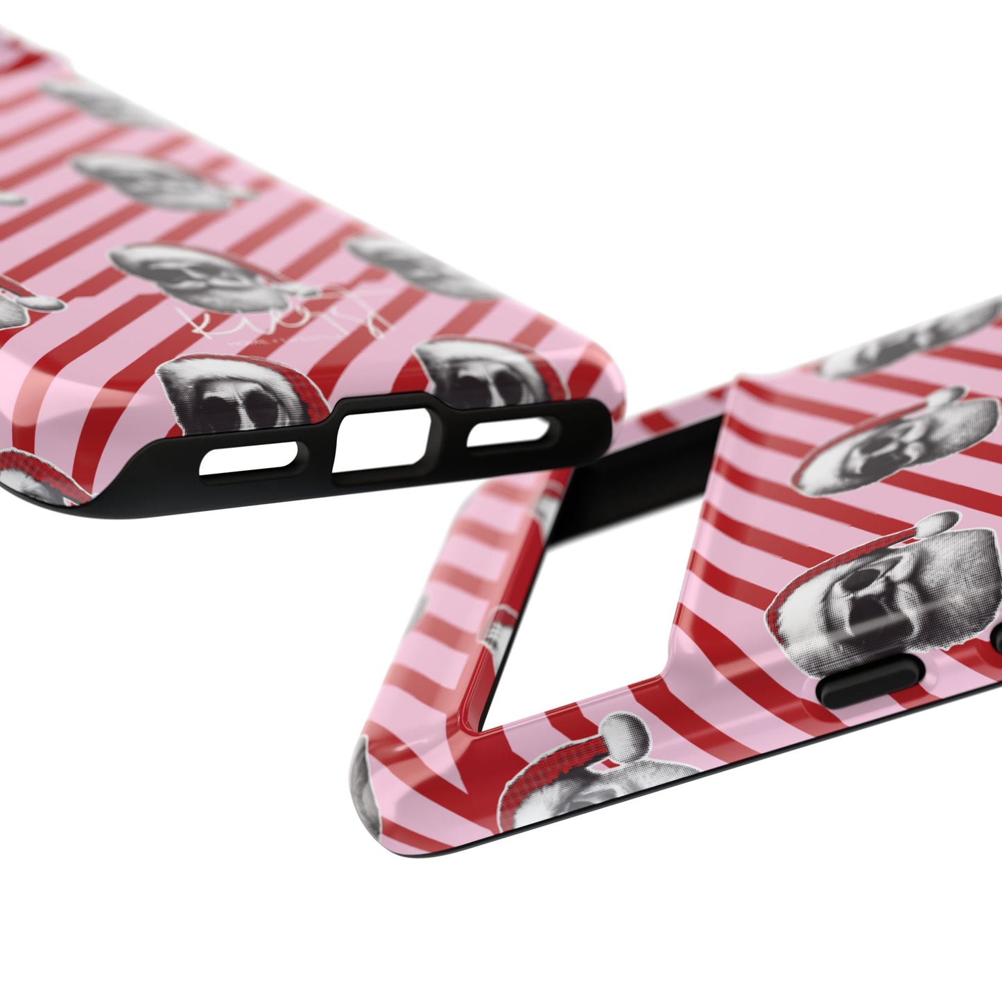 Holiday 25 Cool Santa on Pink and Red Diagonal Striped Google Pixel Phone Case
