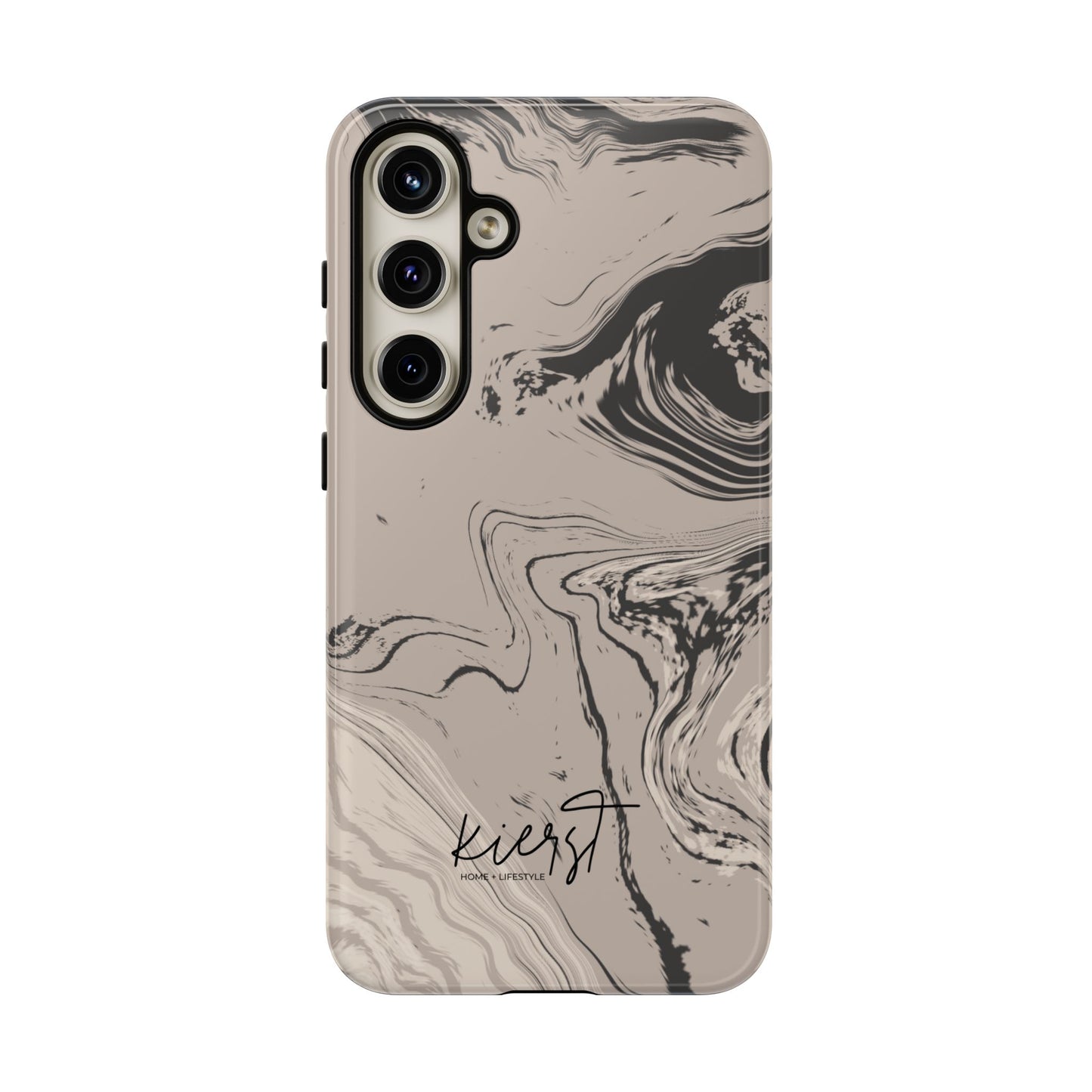 Cream, Grey, and Taupe Marble Samsung Galaxy Phone Case | Rich Swirls, Neutral Motion