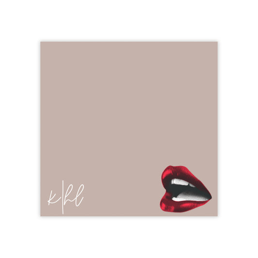 Vintage Red Lips on Signature Taupe Post-it® Note Pad | Glamorous Sticky Notes for Bold Reminders
