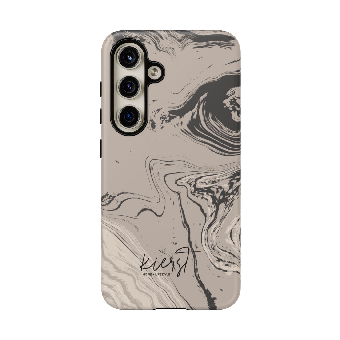 Cream, Grey, and Taupe Marble Samsung Galaxy Phone Case | Rich Swirls, Neutral Motion