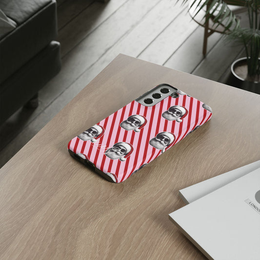 Holiday 25 Cool Santa on Pink and Red Diagonal Striped Samsung Galaxy Phone Case