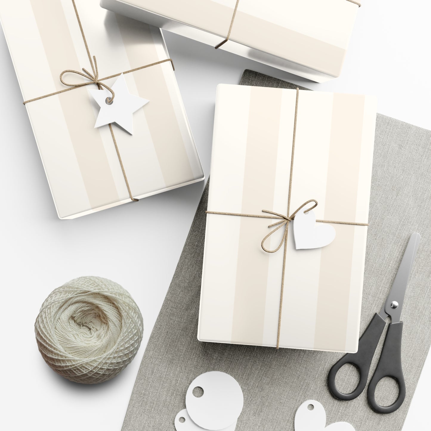 Cream Striped Gift Wrapping Paper