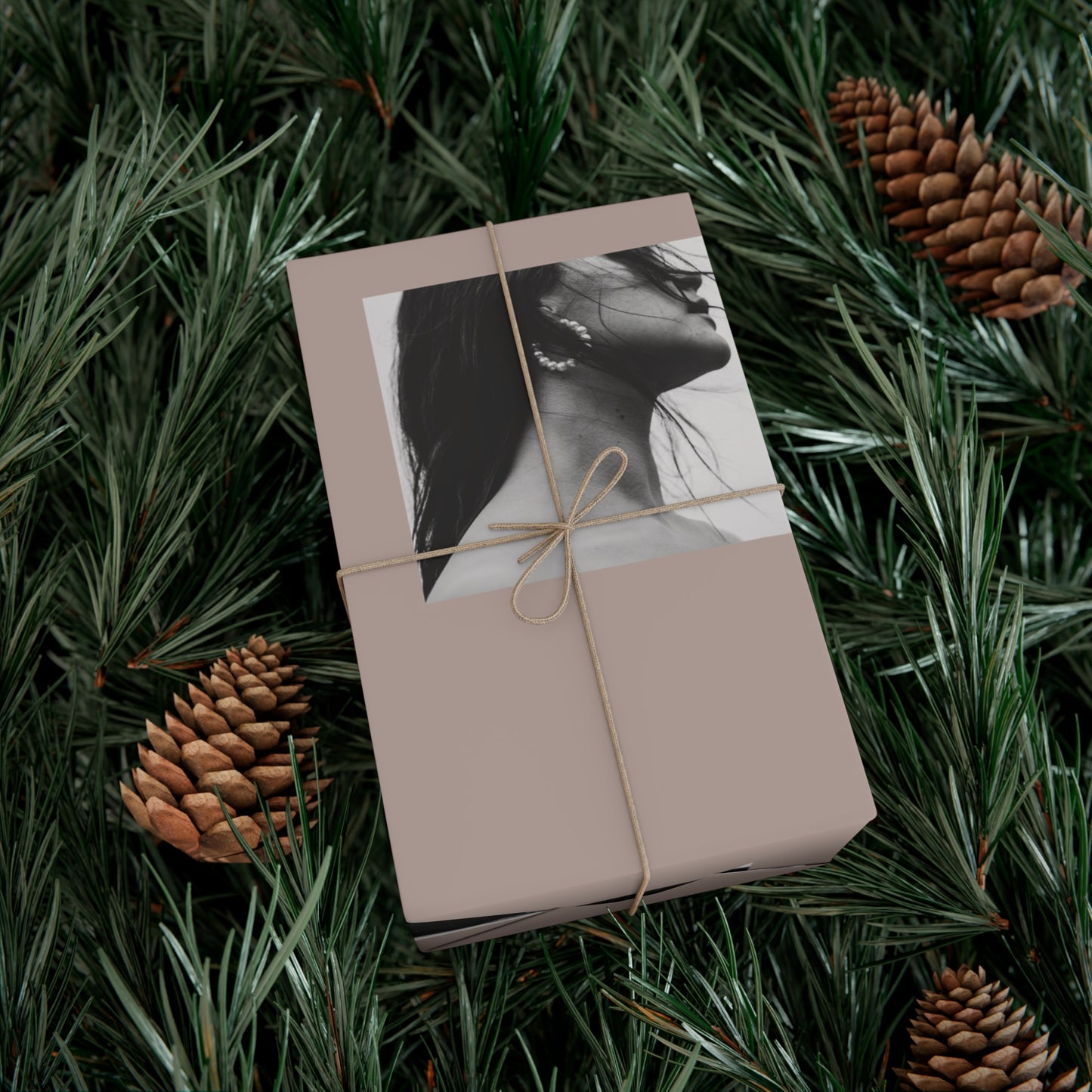 Black + White Fashion Portrait Wrapping Paper