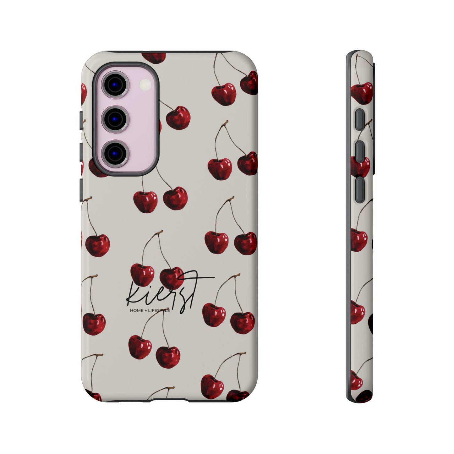Moody Cherry Stems on White Bone Samsung Galaxy Case | Understated Luxury With A Playful Bite