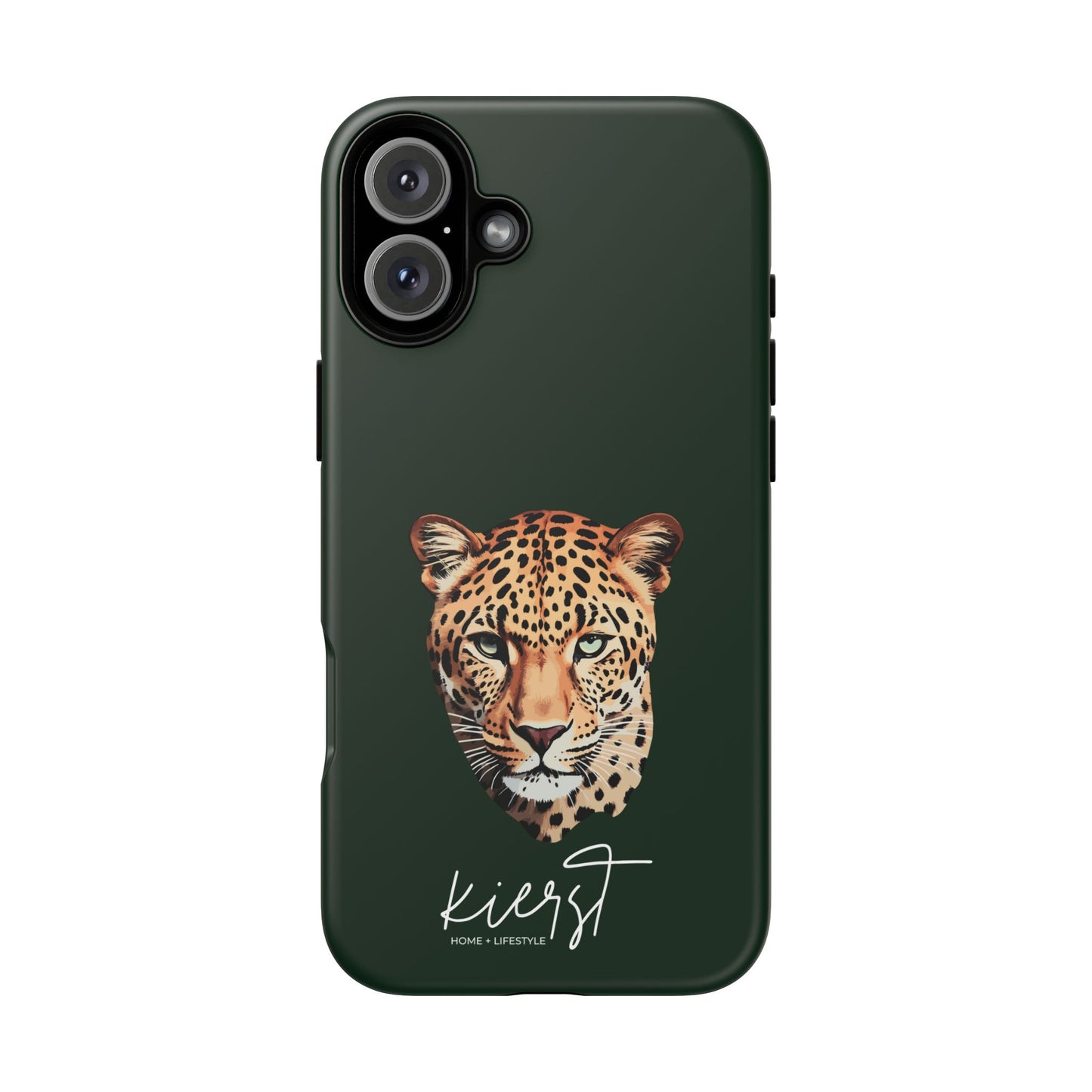 Leopard Head on Signature Midnight Pine iPhone Case | Designed to Stand Out