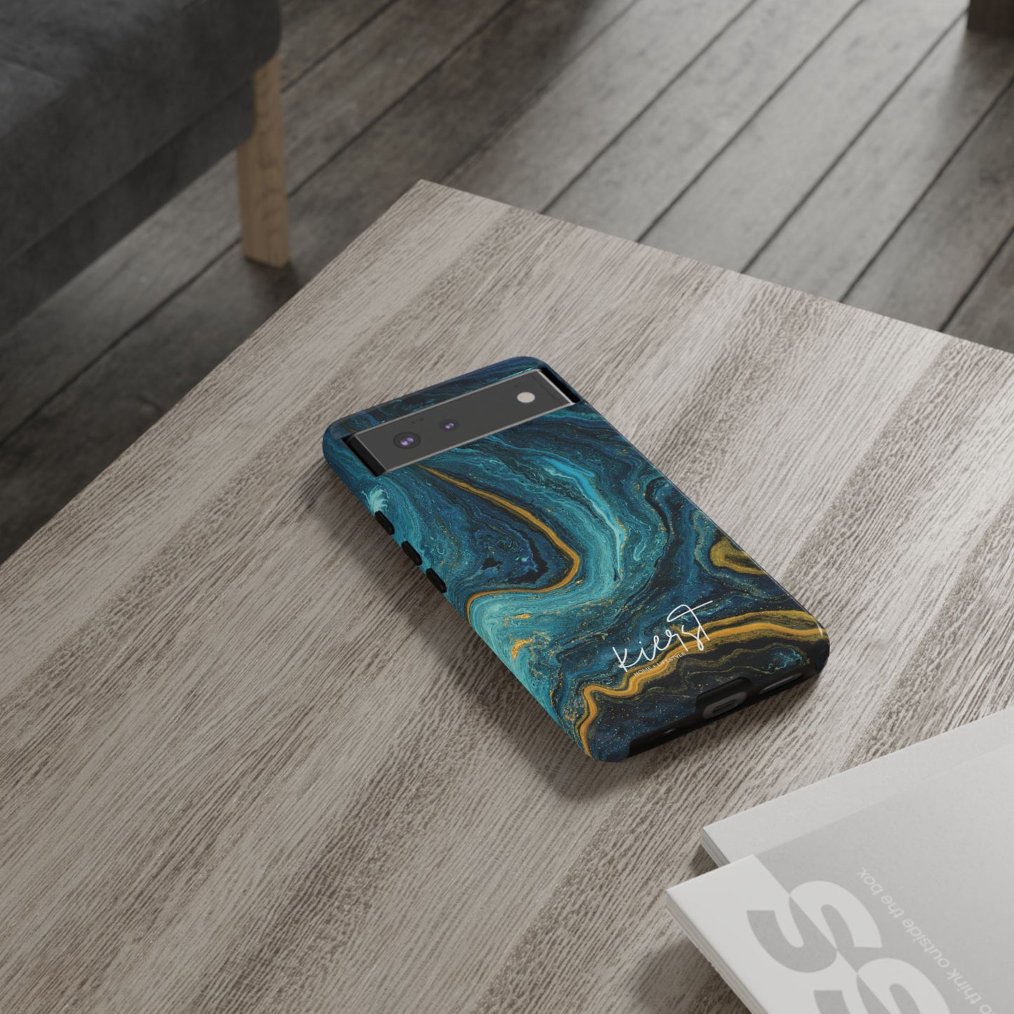 Gold & Teal Marble Google Pixel Case | A Bold Blend of Color & Contrast