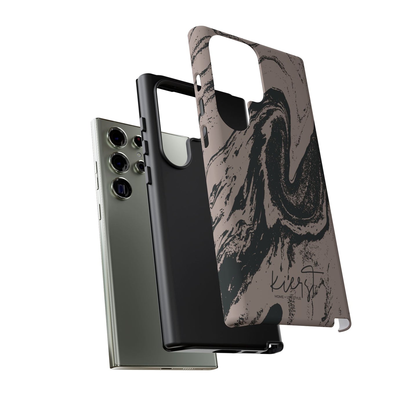 Taupe and Black Marble Samsung Galaxy Phone Case | Sleek, Durable Protection - Edgy, Modern Design