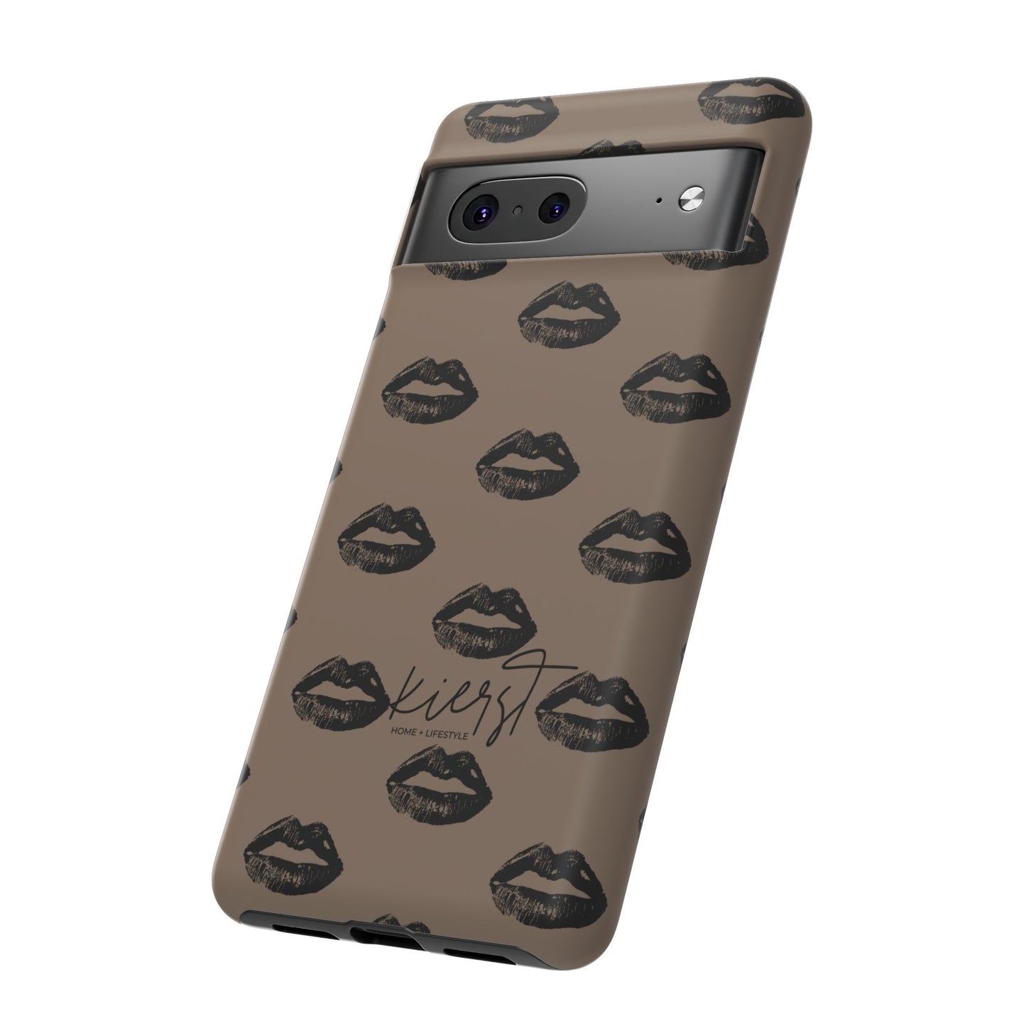 Black Lips on Mocha Google Pixel Phone Case | Soft Edge, Bold Energy