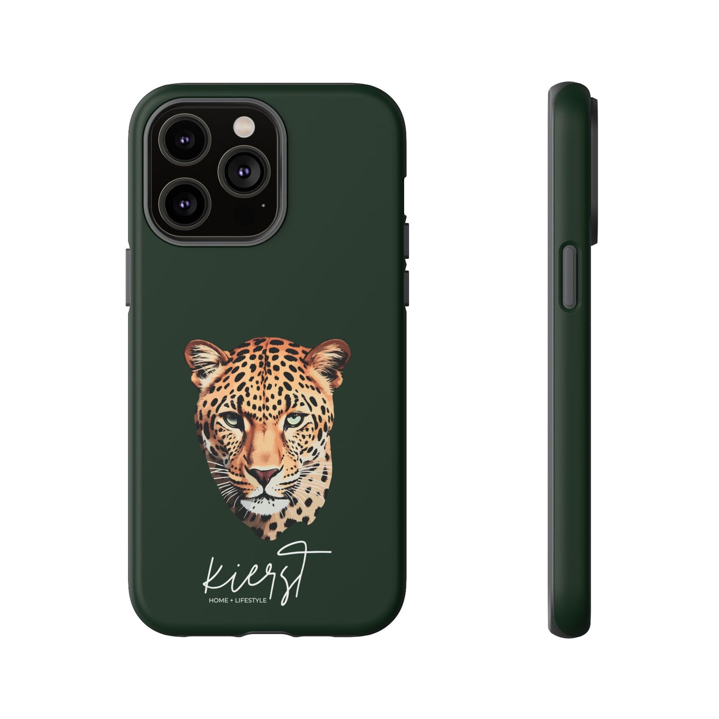 Leopard Head on Signature Midnight Pine iPhone Case | Designed to Stand Out