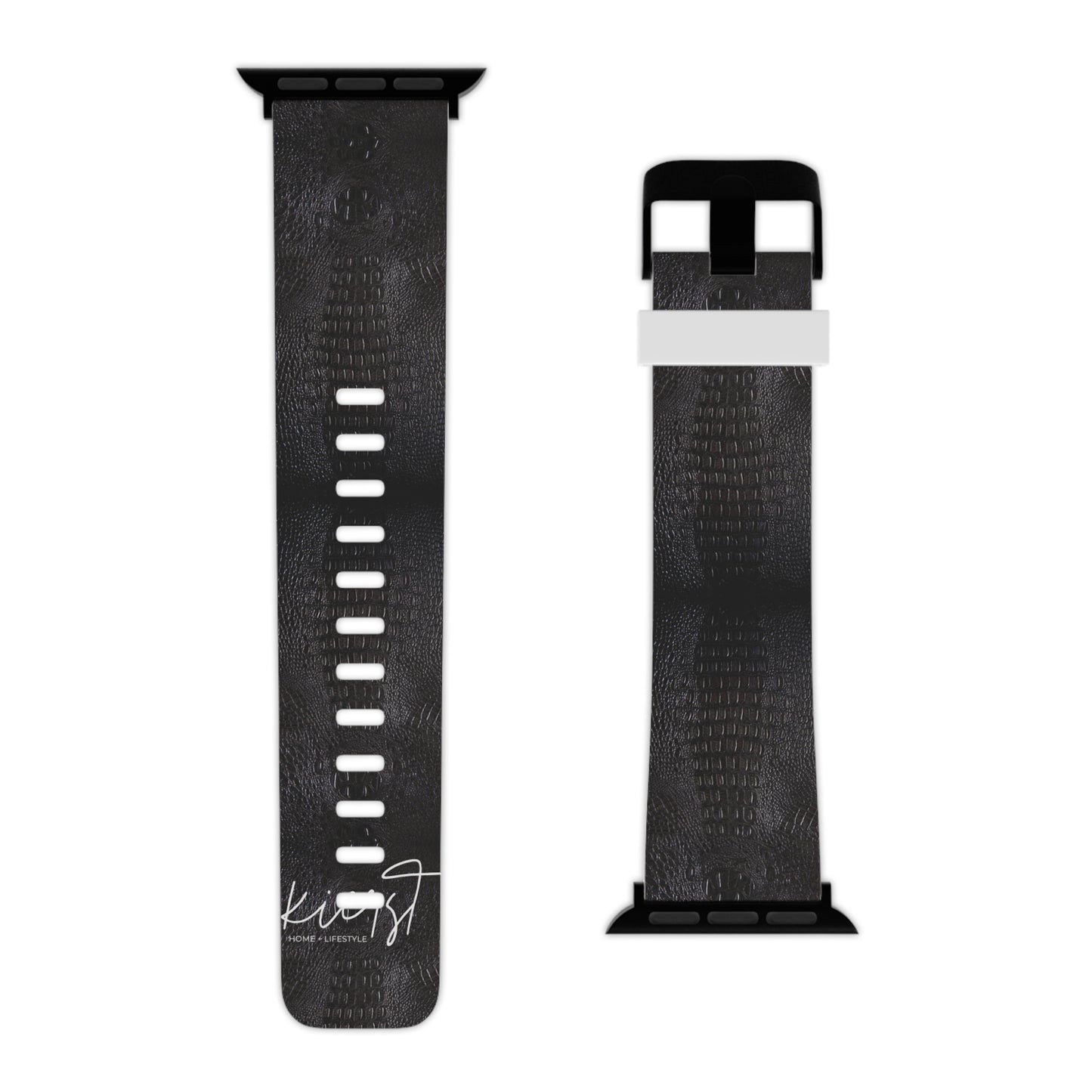 Black Crocodile Print Apple Watch Band – Classic, With a Bite