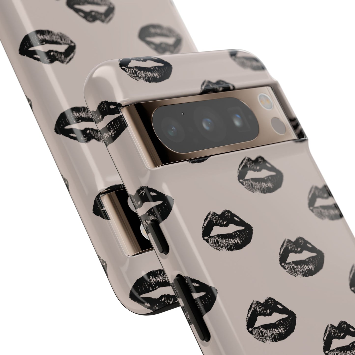 Black Lips on Oat Google Pixel Case | Minimalist Neutrals with a Bold Edge