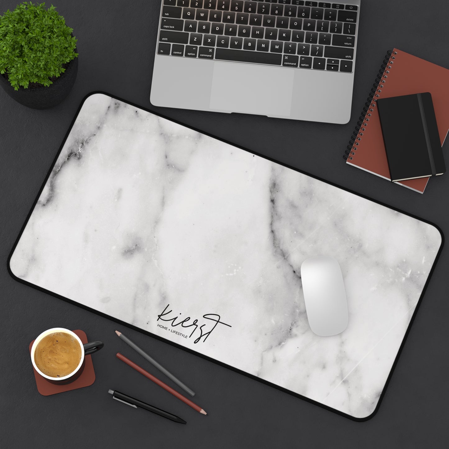 Lived-In White and Grey Marble Desk Mat | Softly Styled Workspace Staple