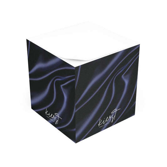 Navy Silk Print Note Cube