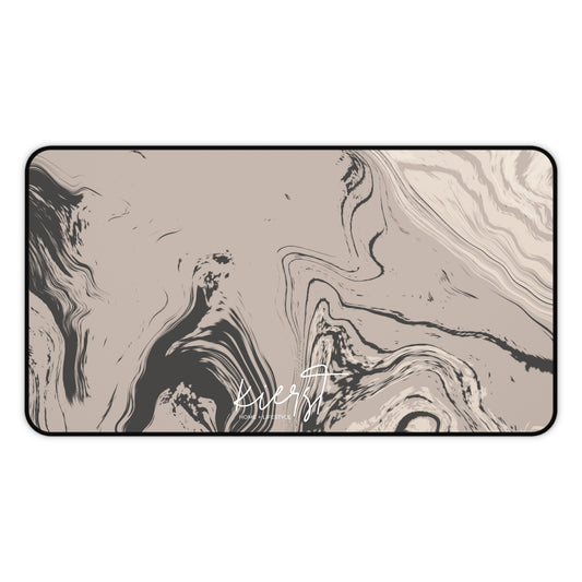 Cream, Grey, and Taupe Marble Desk Mat | Earthy Elegance for the Everyday