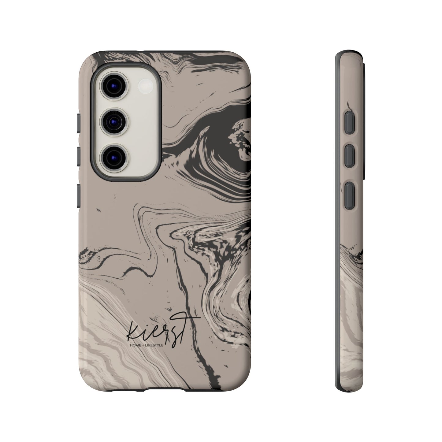 Cream, Grey, and Taupe Marble Samsung Galaxy Phone Case | Rich Swirls, Neutral Motion