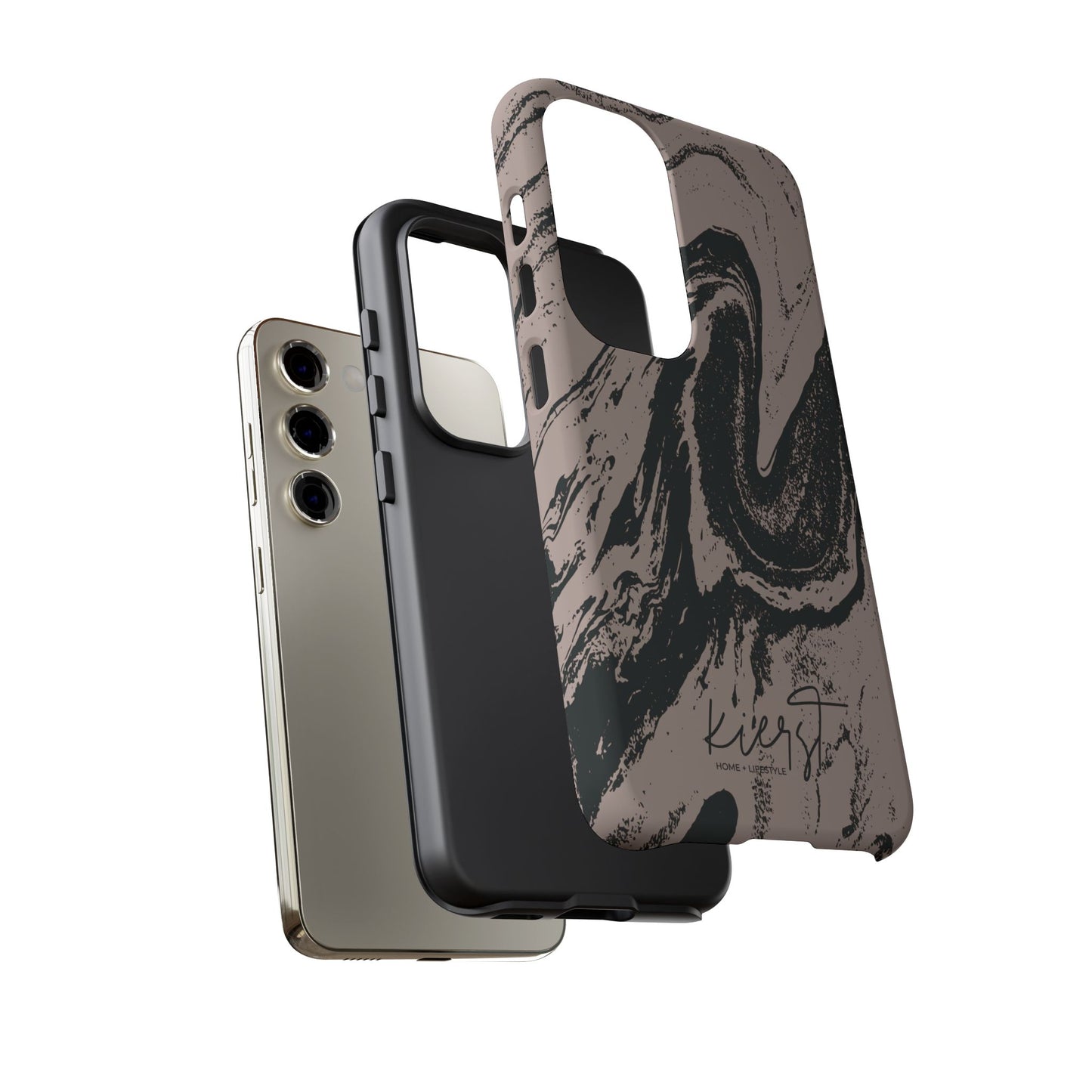 Taupe and Black Marble Samsung Galaxy Phone Case | Sleek, Durable Protection - Edgy, Modern Design