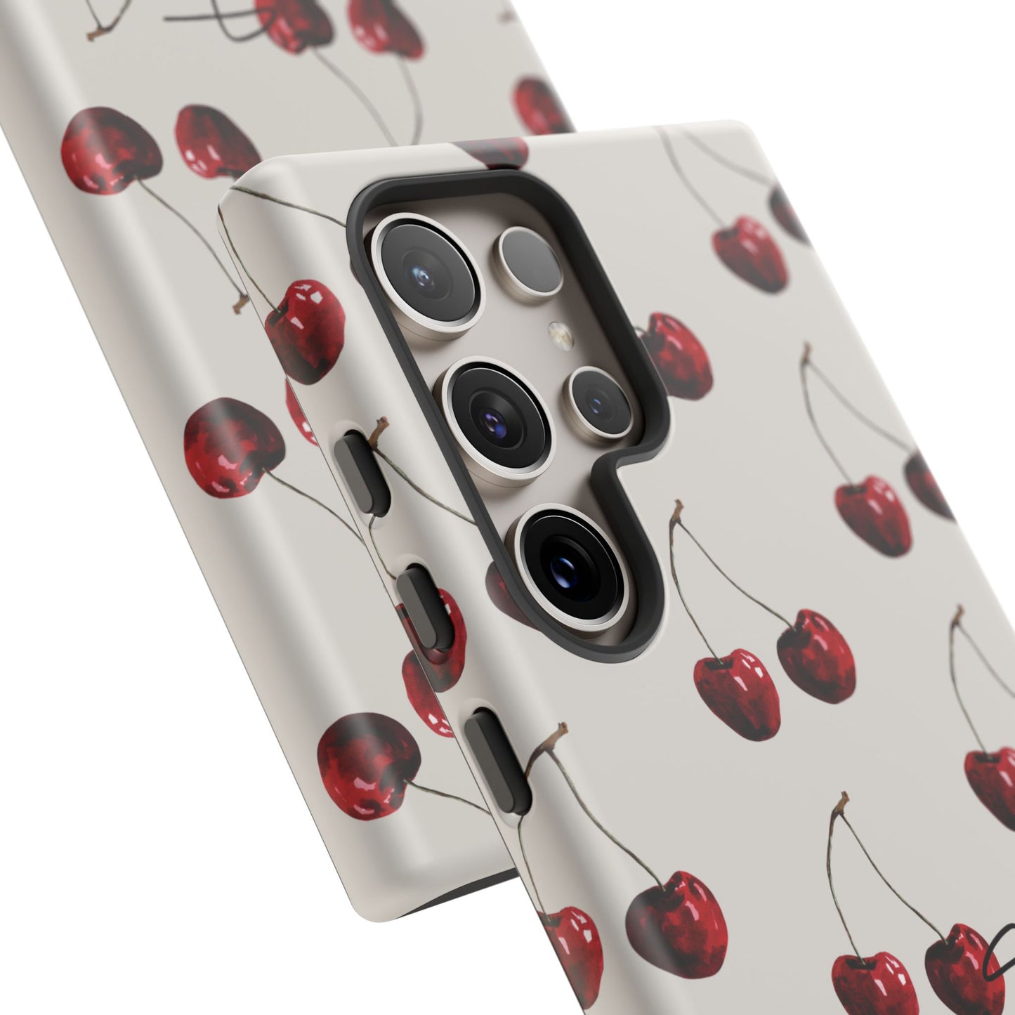 Moody Cherry Stems on White Bone Samsung Galaxy Case | Understated Luxury With A Playful Bite