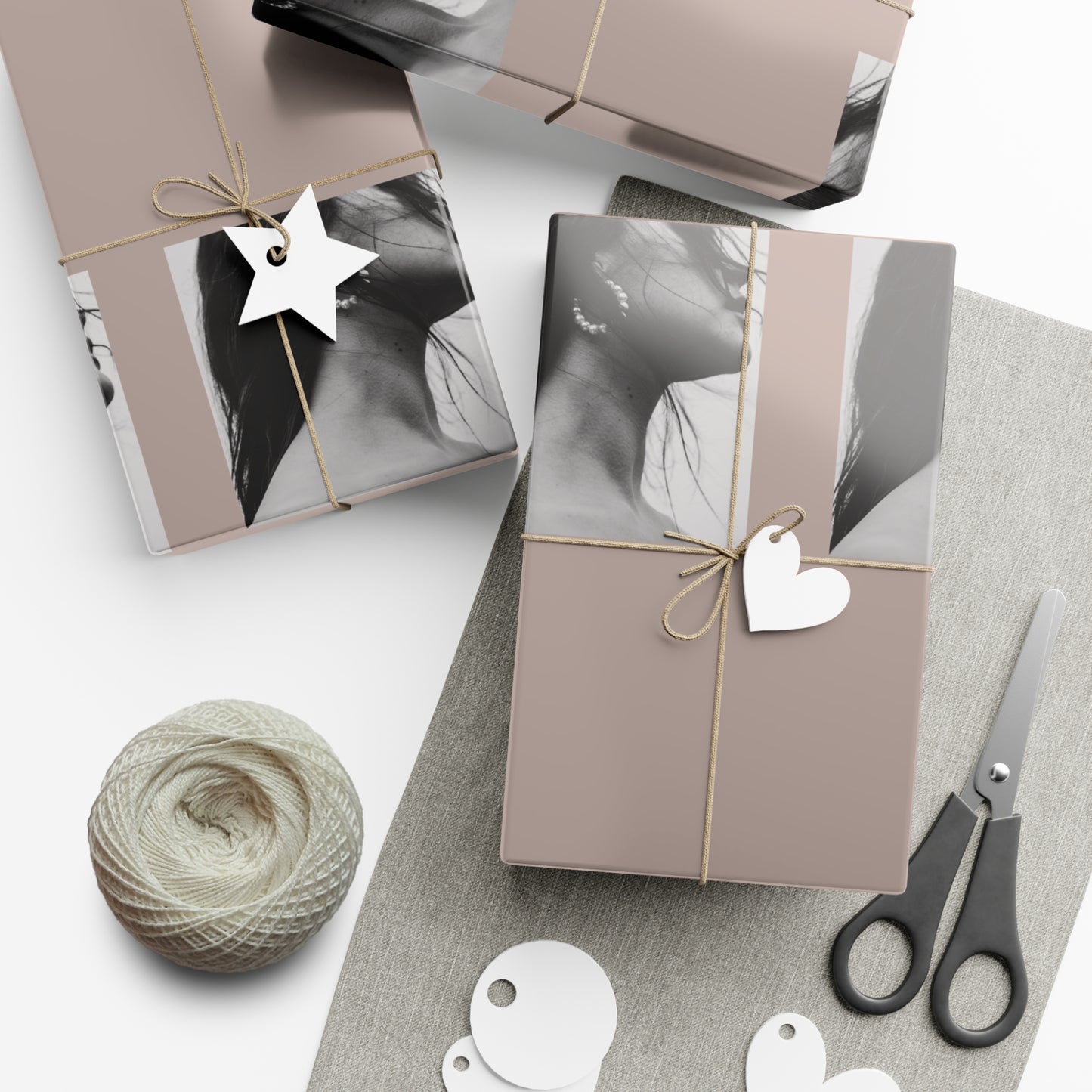 Black + White Fashion Portrait Wrapping Paper